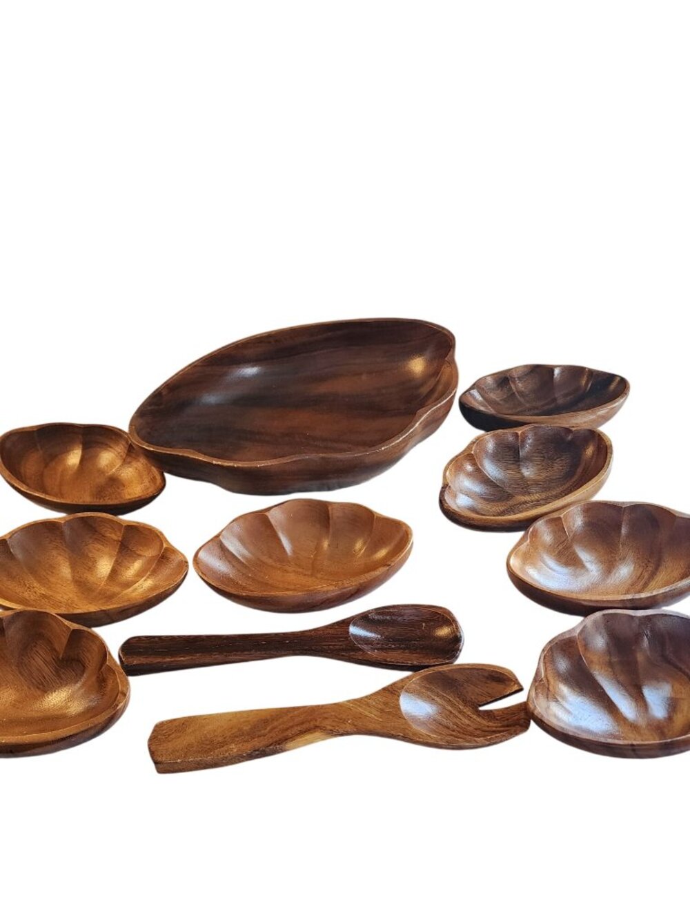 VTG Alii Monkey Pod Woods Honolulu 8 Small Salad Bowl Hawaii scallop shaped